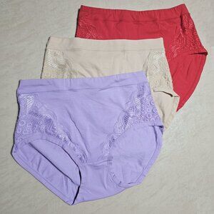 Women's Cotton Briefs Panties, Ouzuohao, Size 3XL, Bundle of 3, Multiple Colors